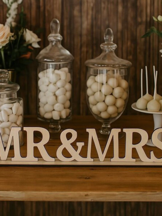 Ταμπελα Ξυλινη Mr & Mrs 58x12cm