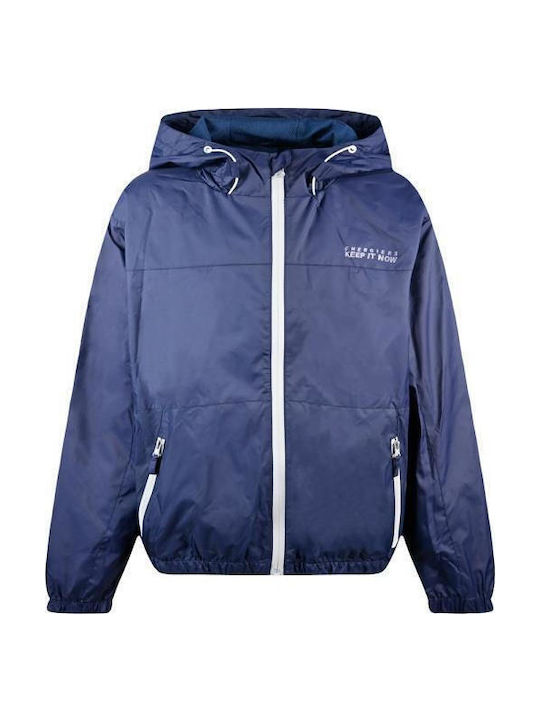 Keep It Now Kids Casual Short Jacket with Lining and Hood Navy Blue