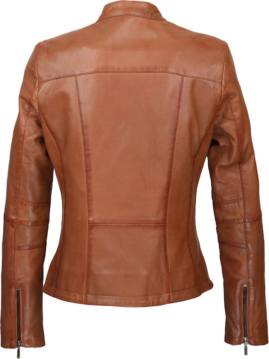 Δερμάτινο Γυναικείο Biker Jacket Ταμπά