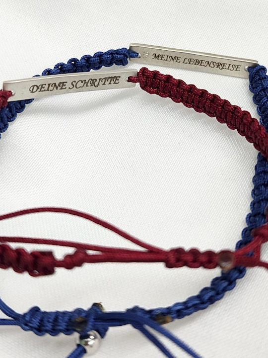 Theodora's Jewellery Σετ Βραχιόλια Ταυτότητα για Ζευγάρια από Ασήμι
