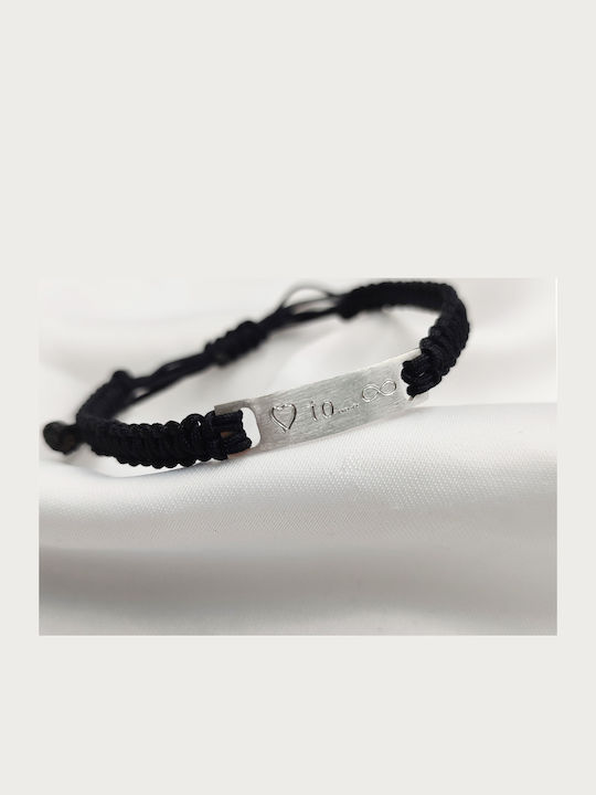 Theodora's Jewellery Bracelet Macrame Light-colored text engraving on 1 side made of Silver