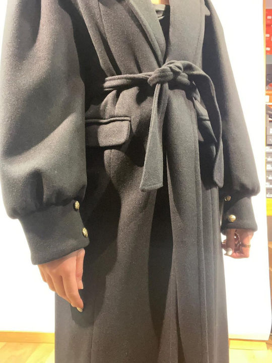 Дамско black Палто с копчета