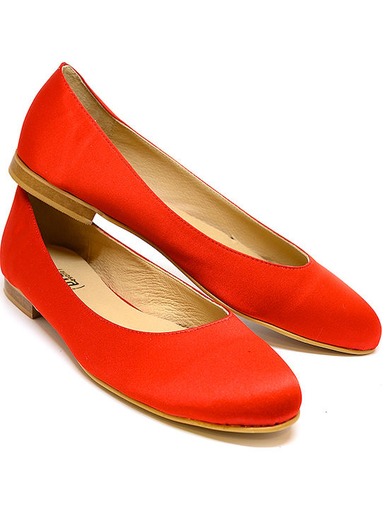 Satin Ballerinas Red