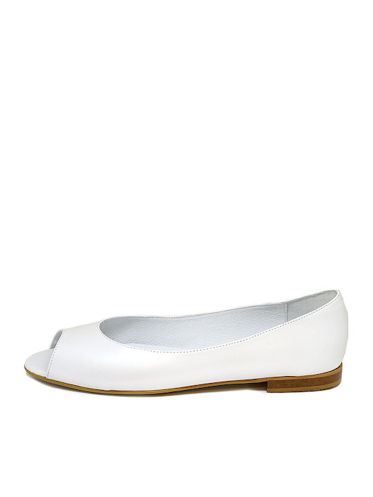 Lederne Damen Ballerinas in Weiß Farbe