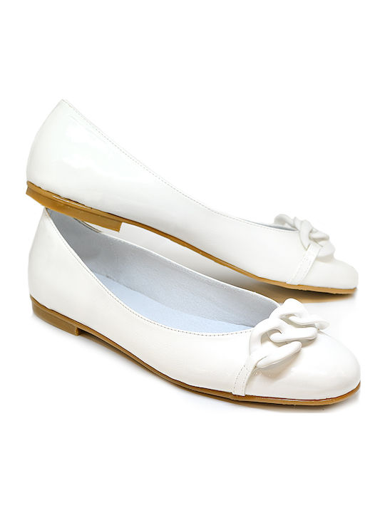 Damen Ballerinas aus Lackleder in Weiß Farbe