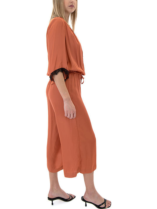 Women's Short-sleeved One-piece Suit ORANGE