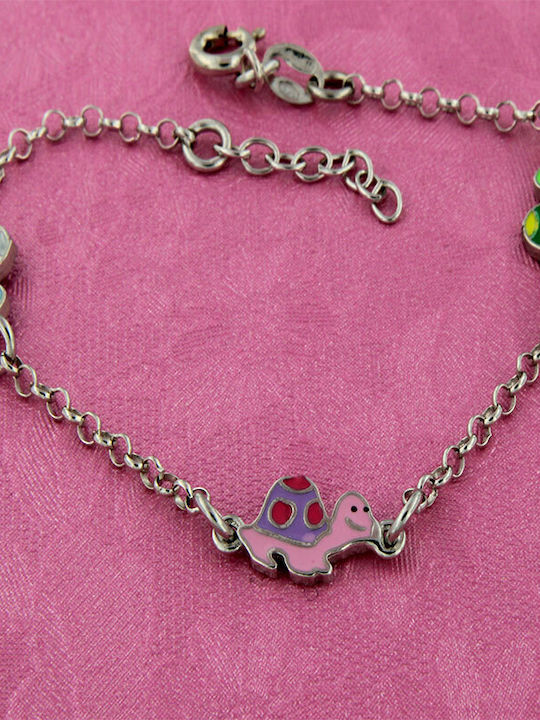 Kinderarmband Kette 925° Drei Schildkröten Emaille aus Silber Kinderarmband Kette 925° Drei Schildkröten Emaille aus Silber