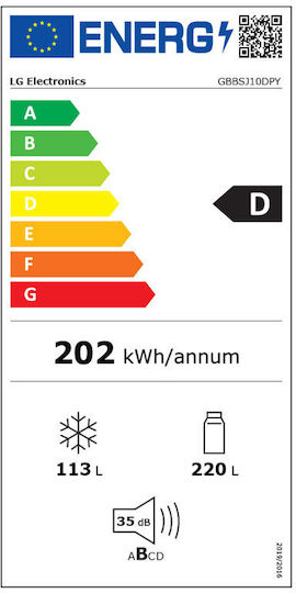 LG Combină frigorifică 333lt Total NoFrost Î186xL59.7xA67.4cm. Inox GBBSJ10DPY