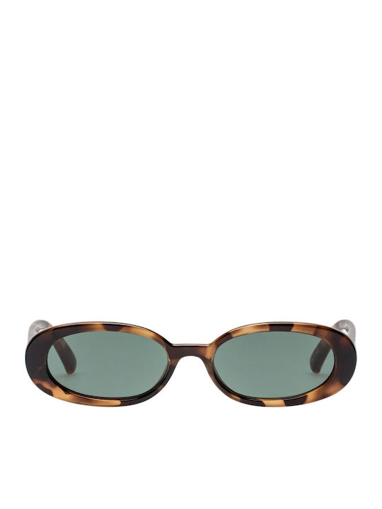 Le Specs Outta Love Women's Sunglasses with Brown Tartaruga Plastic Frame and Green Lens LSP1802498
