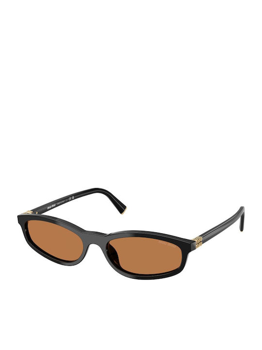 Miu Miu Unisex Sunglasses with Black Plastic Frame and Brown Lens MU A06S 16K10I