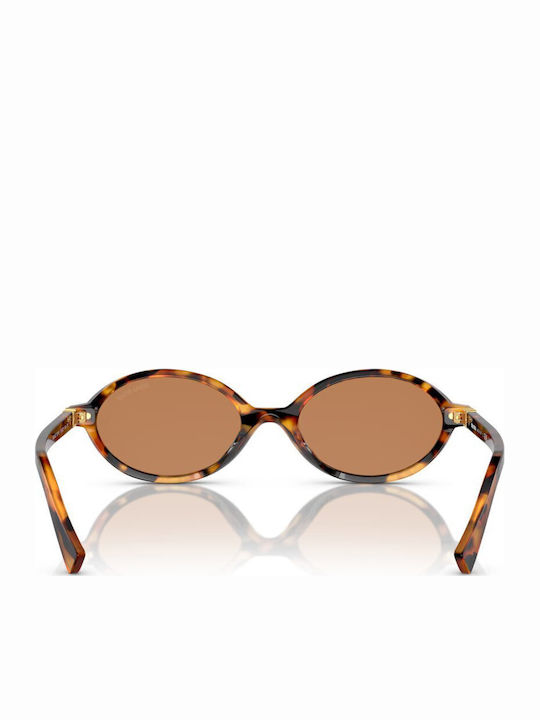 Miu Miu Women's Sunglasses with Brown Tartaruga Plastic Frame and Brown Lens