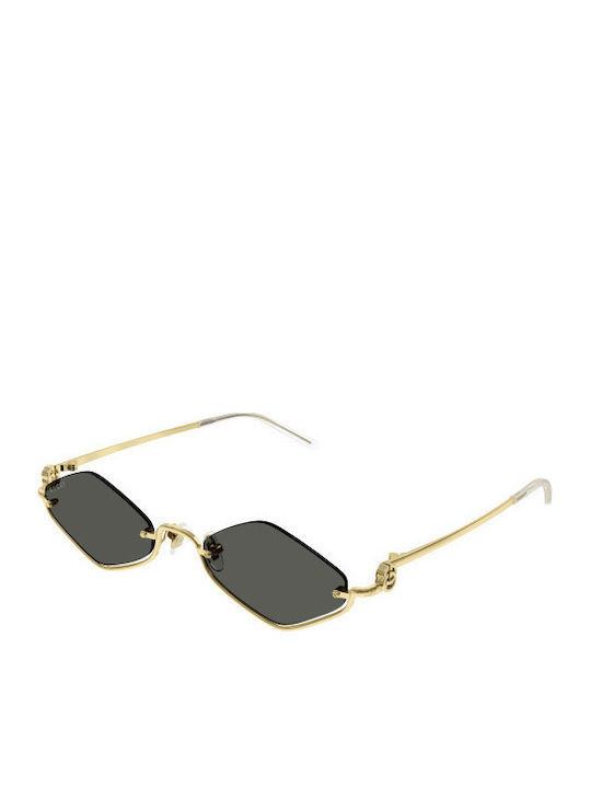 Gucci Unisex Γυαλιά Ηλίου με Χρυσό Μεταλλικό Σκελετό και Γκρι Φακό GG1604S 001