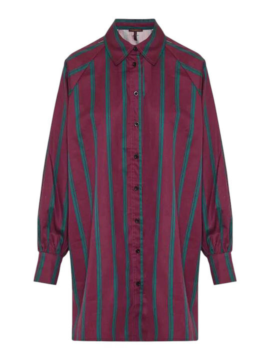 Mini Shirt Dress Dress Burgundy