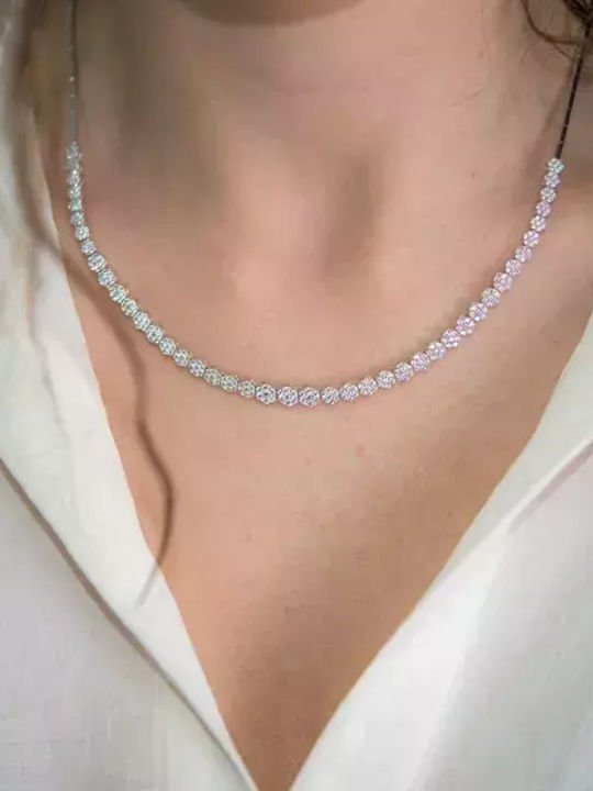 Set with Necklace , Earrings & Ring from White Gold 14K with Stones