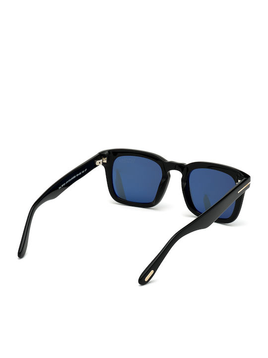 Tom Ford Dax Male Sunglasses With Black Horn-Rimmed Frame And Blue Gradient Lens FT0751 01V
