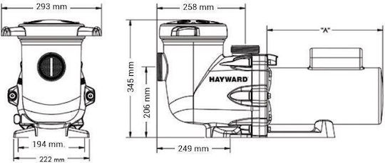 Hayward Poolpumpe Tristar Einphasig mit Leistung 2hp und Maximaler Wasserdurchfluss 28000 Liter/Stunde