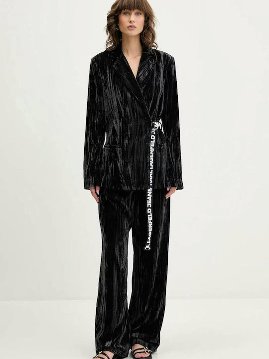 Karl Lagerfeld Women's Velvet Blazer Black