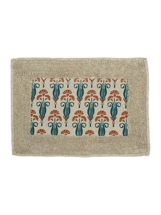 Estia Bath Mat Cotton Floral 02-11239 Beige 40x60cm