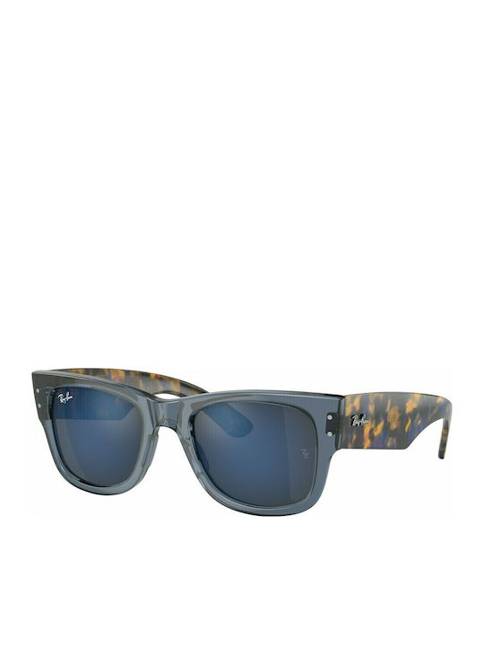 Ray Ban Mega Wayfarer Unisex Ochelari de soare cu Maro Tortoise Cadru și Albastru Lentilă RB0840S 6638O4