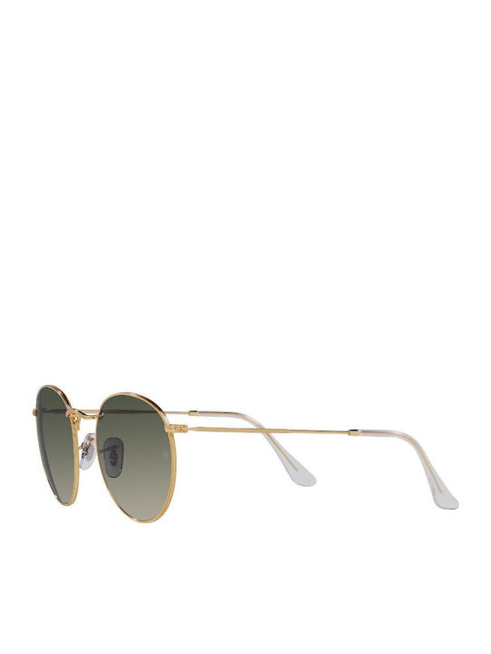 Ray Ban Round Metal Unisex Sunglasses with Gold Metal Frame and Green Gradient Lens RB3447 001/71
