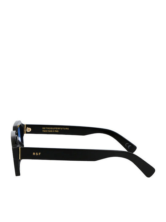 Retrosuperfuture Caro Unisex Sunglasses with Black Plastic Frame and Blue Lens Foe