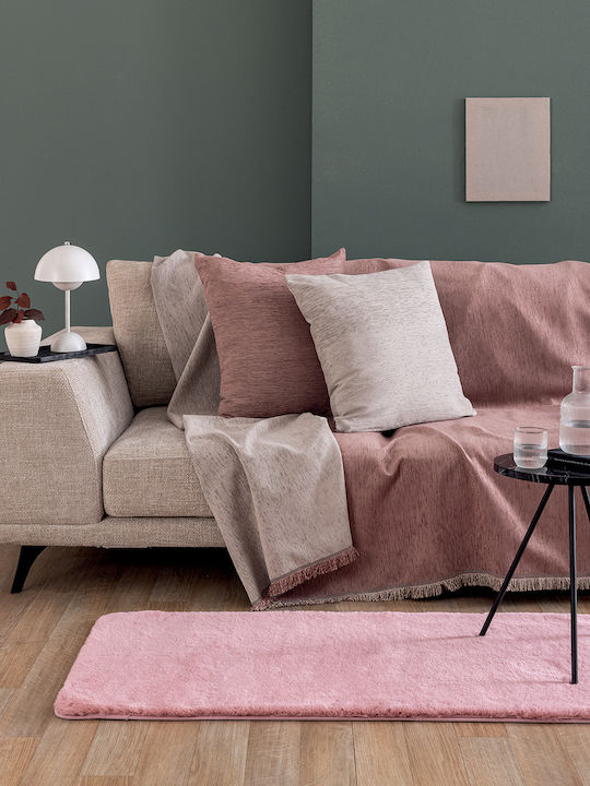 Palamaiki Parva Armchair Throw Two Sides Chenille 170x170cm Pink