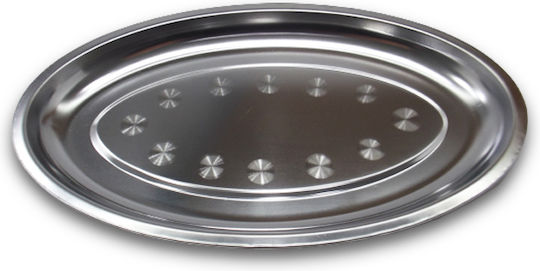Servierplatte Oval Rostfreier Stahl Silber 34x21cm 1Stück