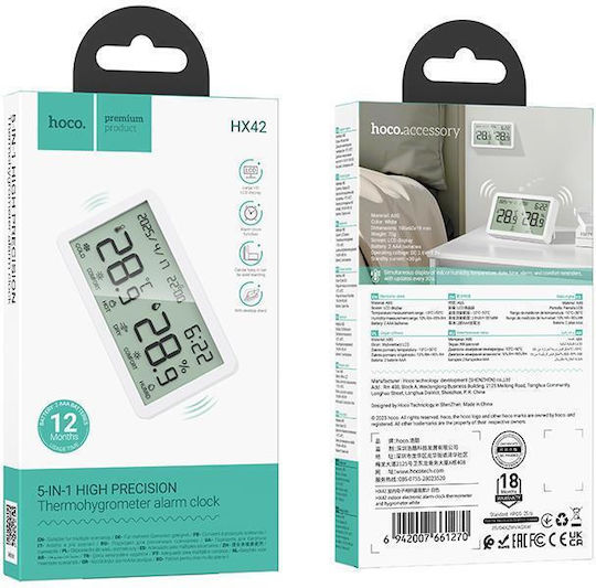 Hoco Ceas De Masă Digital Lcd Alb Hx42