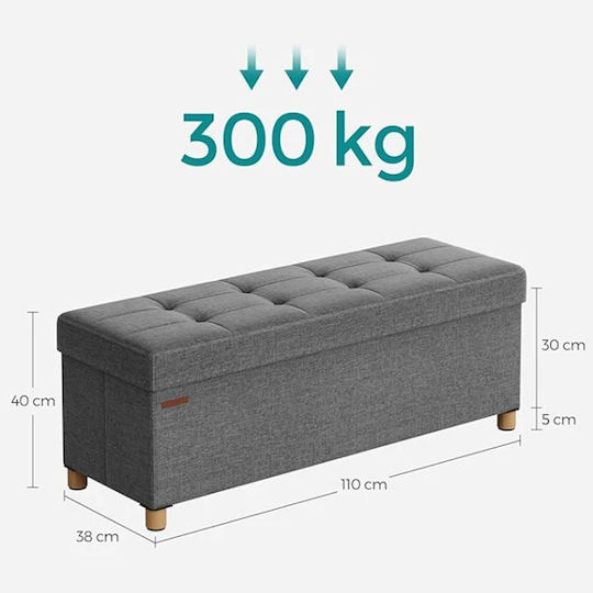 Scaune Camera de zi Pliabil Cu spațiu de depozitare Tapițat cu Țesătură Gri închis 38x110x38buc