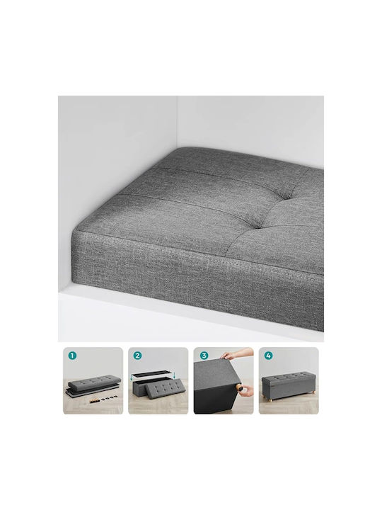 Stool For Living Room Collapsible With Storage Space Upholstered with Fabric Dark grey 38x110x38cm