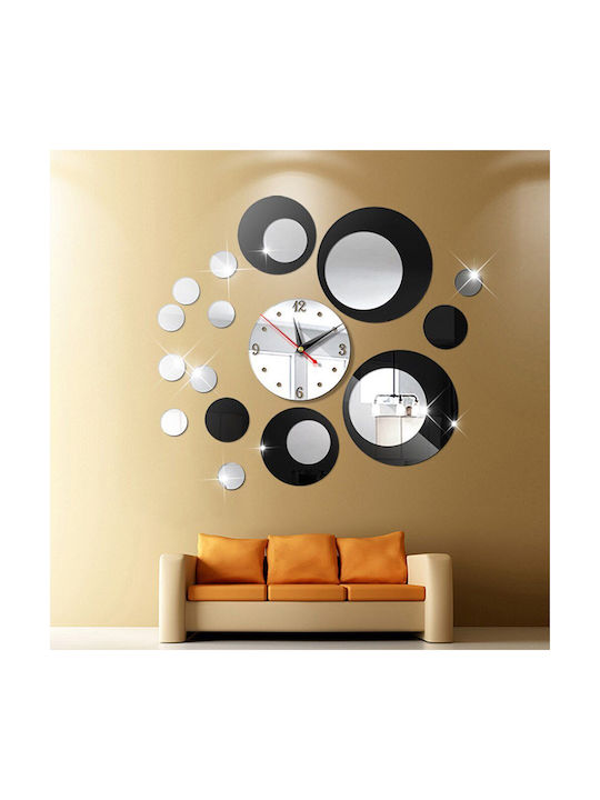 Factory 3D DIY 3D Wanduhr Aufkleber Spiegel Schwarz