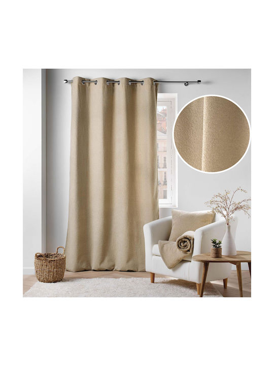 PanOikos Κουρτίνα με Τρουκς Woolly Μπεζ 140x240εκ.