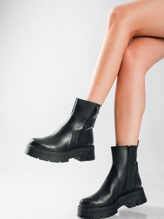 Leather Women's Ankle Boots Black