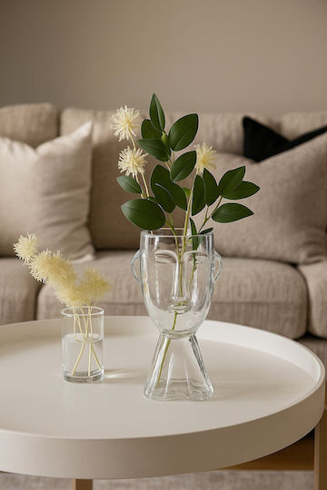 Atmosphera Decorative Vase Face Transparent 12x24cm