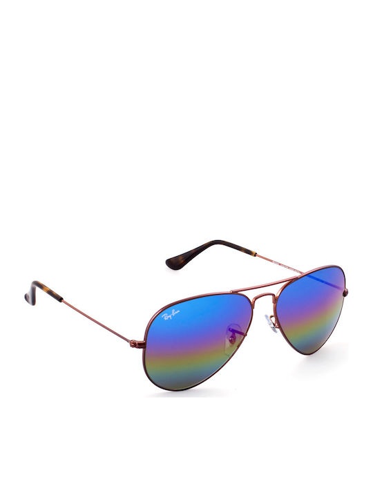 Ray Ban Aviator Unisex Sunglasses with Black Metallic Frame and Blue Gradient Lenses RB3025 9019 C2