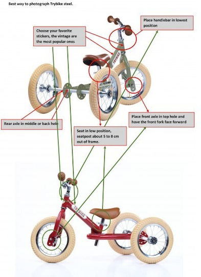 Trybike Vintage για 15 Μηνών Κόκκινο