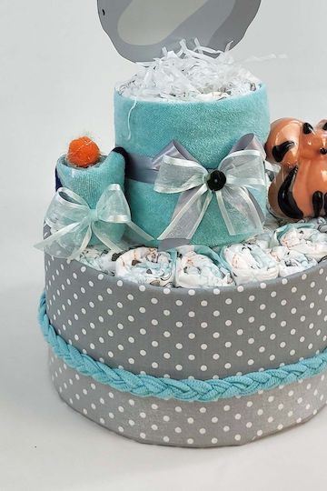 Dama Koupa Diaper Cake din Lemn pentru Băiat