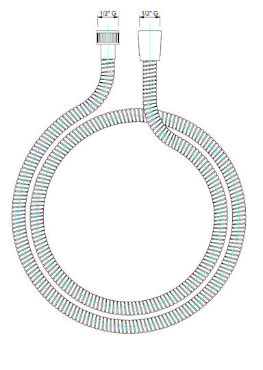 Obus Block Metallic Spiral Shower 175cm Double Winding Heavy Duty Silver