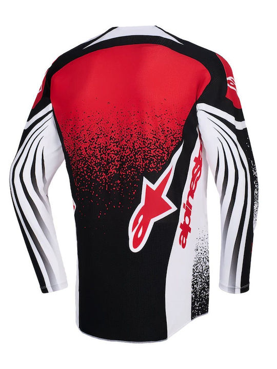 Tricou De Motocicletă Alpinestars Techstar Nomur Negru Alb Roșu