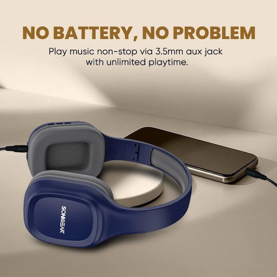 Sonic Gear Airphone 5 (2025) Wireless / Wired Over Ear Headphones with 10 hours of Operation Raindrop