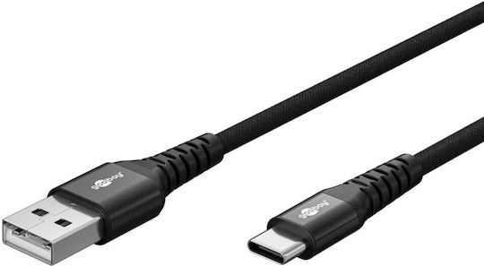 Goobay Geflochtenes USB 2.0 Kabel USB-C männlich - USB-C / USB-A 60W Schwarz 3m 74528
