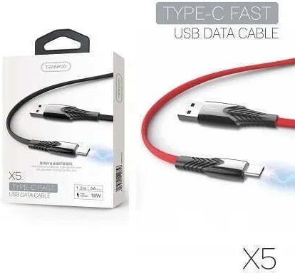 Tranyoo X5-C Geflochtenes USB 2.0 Kabel USB Typ-C männlich - USB-A Rotes 1m PS-107988