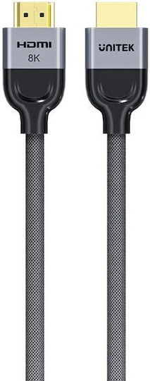 Unitek HDMI 2.1 Ultra High Speed 48Gbps 4K 120Hz HDR VRR Braided Cable HDMI Male - HDMI Male Length 8m Black