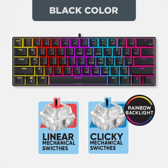 Armaggeddon MKA-1C Core Gaming Mechanische Tastatur 60% mit Benutzerdefiniert Blau Schaltern und RGB-Beleuchtung (Englisch US) Weiß