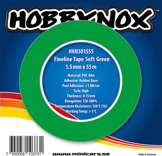 Hobbynox Fineline Masking Tape Soft Green 1.5mmx55m Hobbynox