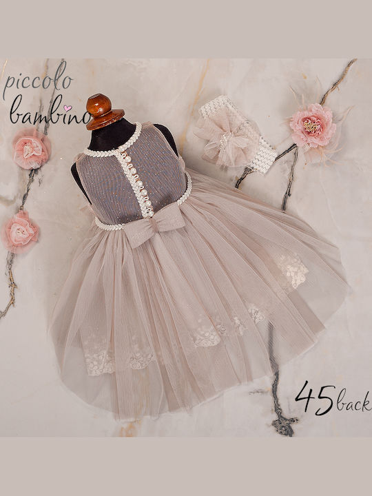 Piccolo Bambino Βαπτιστικό Φόρεμα Κορίτσι 614-45-μπεζ