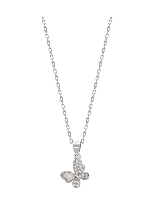 Kiriakos Gofas Charm mit Design Schmetterling aus Silber mit Zirkon