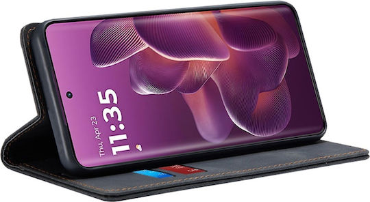 Techsuit Wallet Δερματίνης / Δερμάτινο Μαύρο (Motorola Edge 60 Pro)