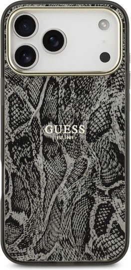 Guess Python Pattern Umschlag Rückseite Silikon Schwarz (iPhone 17 Pro Max)