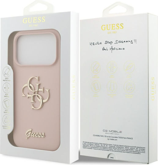 Guess Silicone Big 4g Script Umschlag Rückseite Silikon Rosa (iPhone 17 Pro)
